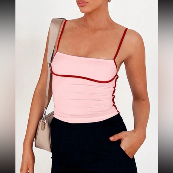 Color block pink casual tank top - Picture 2 of 16